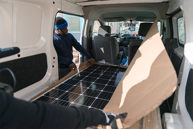 A solar installation at the home of Virginia Goeth in Slavic Village